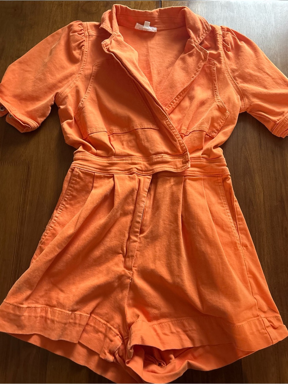 Day + Moon Orange Denim Romper